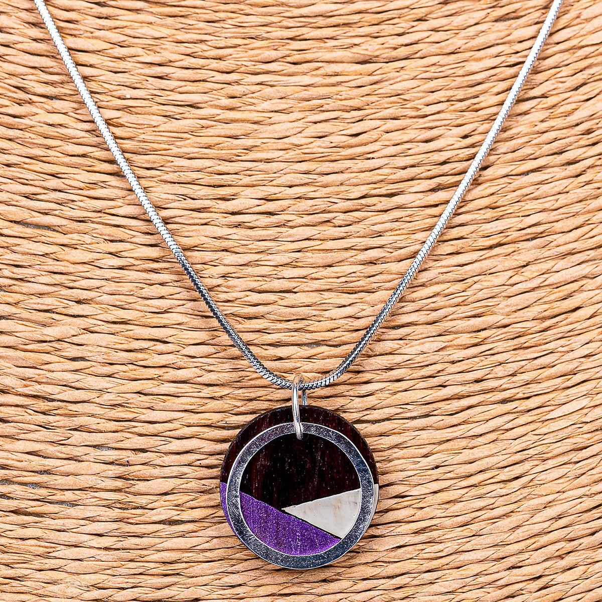 Conture Recycled Wood Silver Necklace (6 Colours available) by Paguro Upcycle